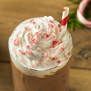 whipped cream iced peppermint mocha